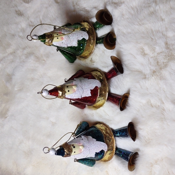 3pc. Santa Dangling Metal Ornaments - Picture 3 of 7